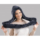 1108 Капор из вязаного кролика кольцевой графит